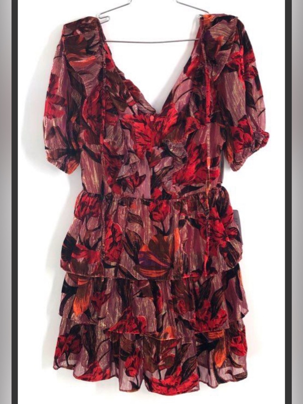 Adelyn Rae Floral Ruffle Mini Dress Romantic Whimsigoth Boho Fairy‎ NWT Small
